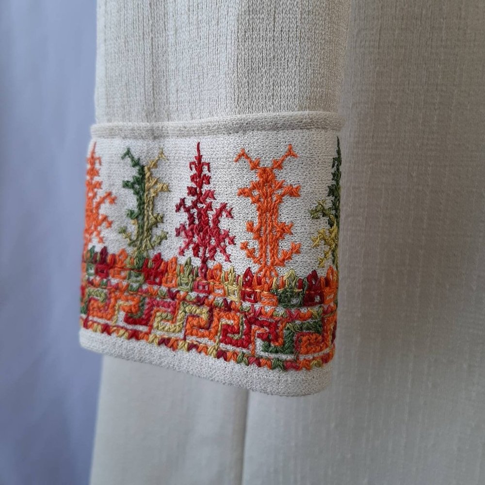 Vtg 60s 70s Berkshire B Tween Fall Embroidered Hippy Boho Shift Midi Dress - Picture 4 of 10
